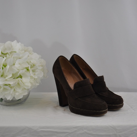 Alaia Shoes - Alaia Brown Suede Platform Heel Loafers - 37.5 / 7